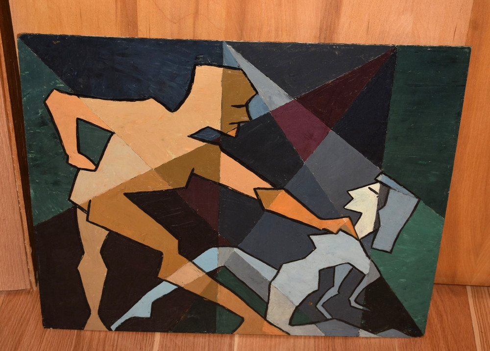 1953 Boston Mid Century Cubist Abstract Painting Ed Cooper Expressionist