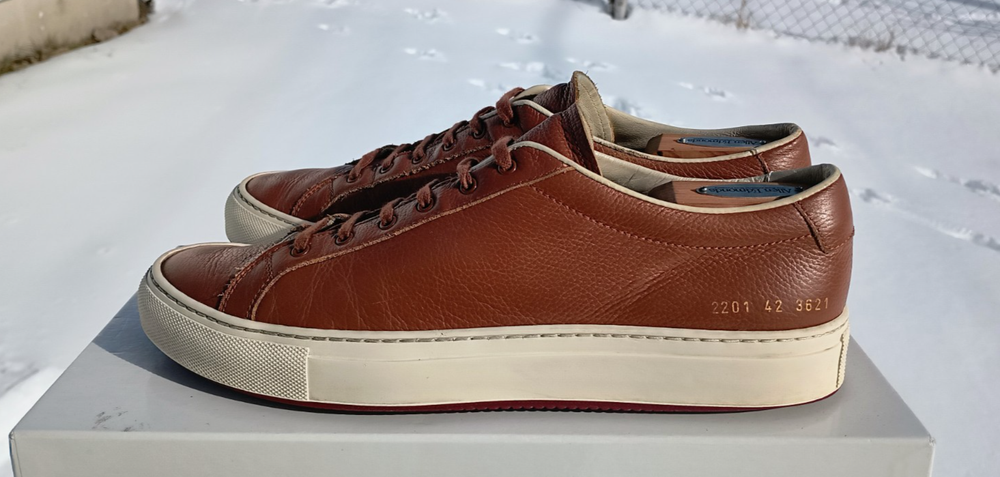 Common Projects Achilles 42EU 9/9.5US Brown Mens 2201 Low EUC $450-image