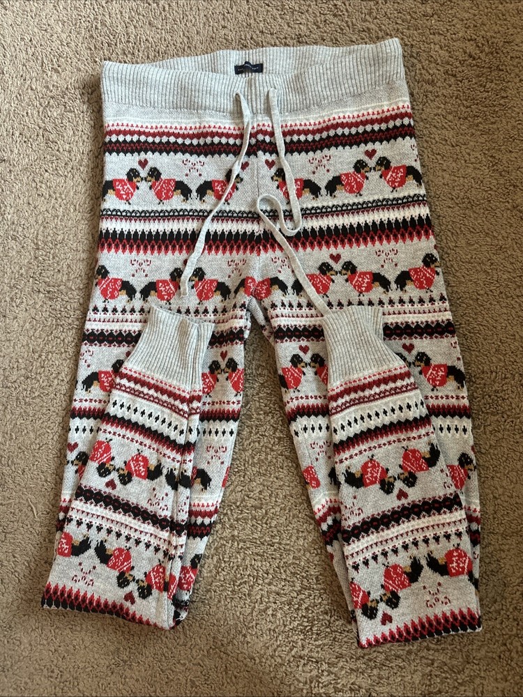 American Eagle Dachshund Sweater Joggers Womens Small Weiner Dog Pajama Pants