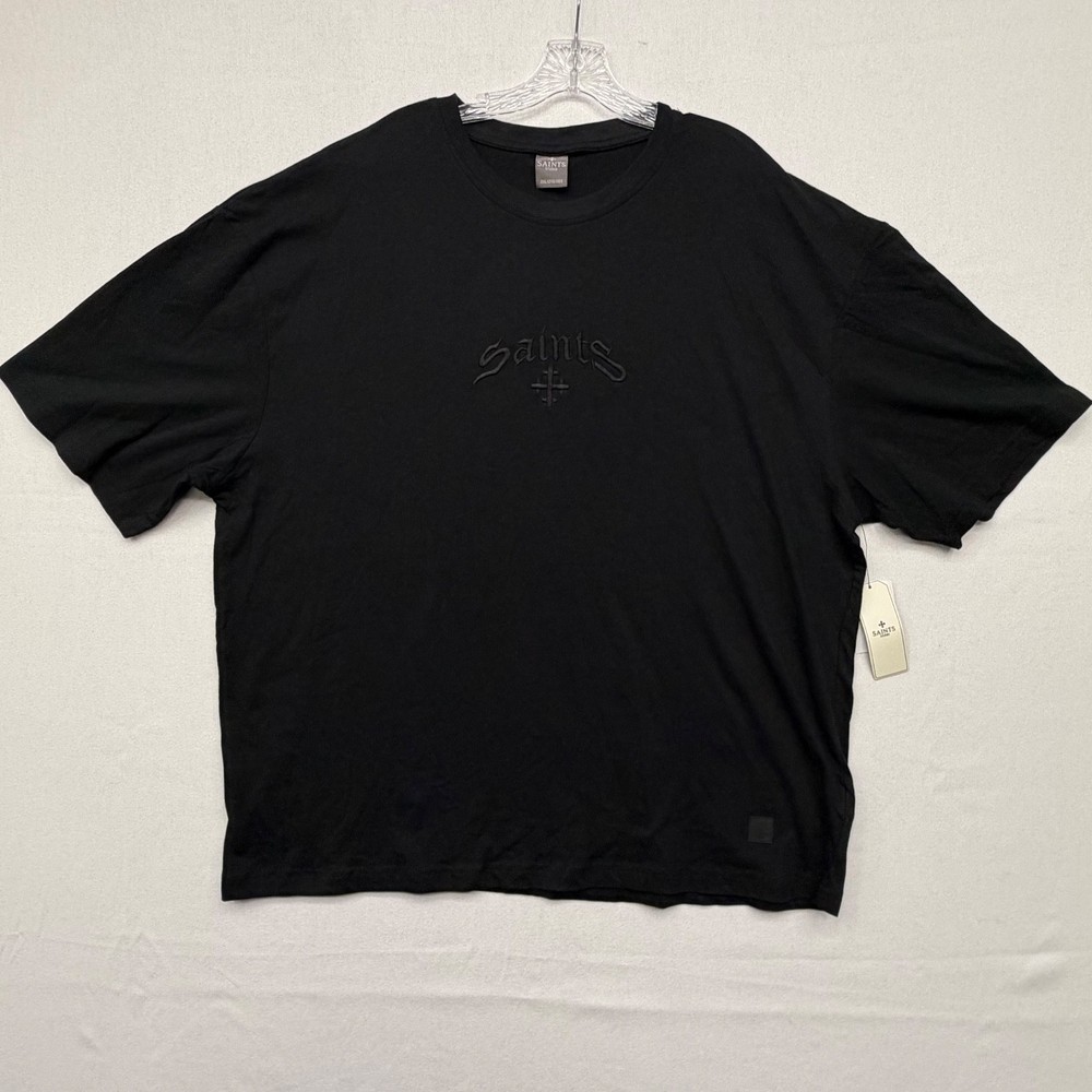 Saints Studio Men’s Black 2XL Embroidered Logo Crew Neck Tee