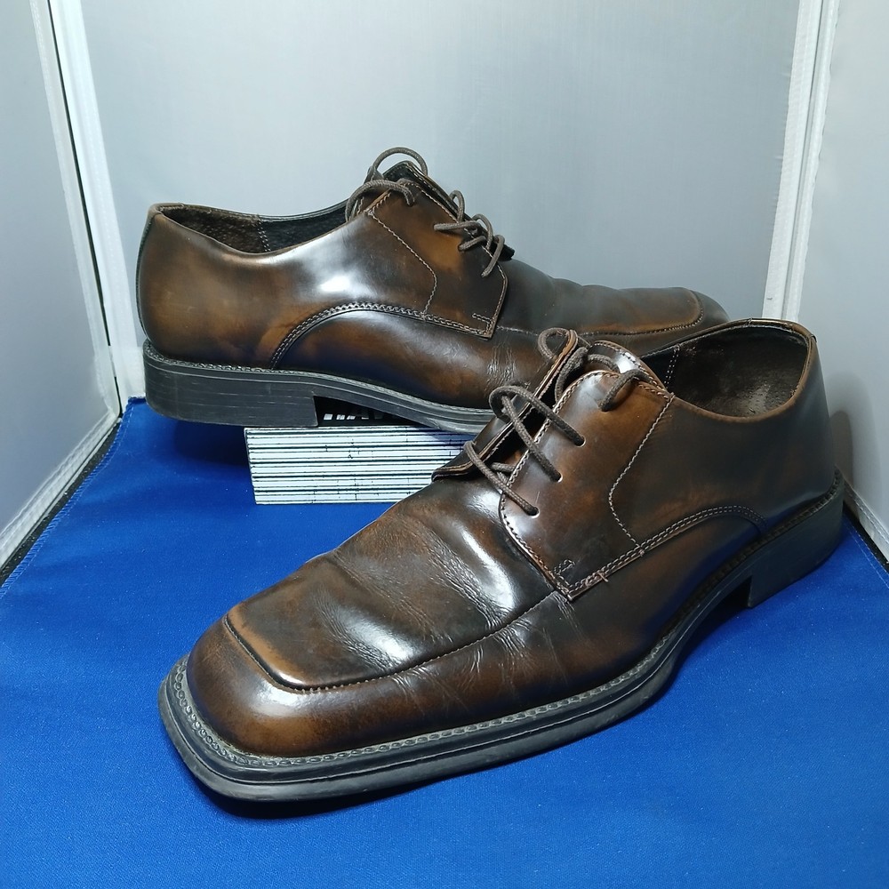 Kenneth Cole Reaction Oxford  Leather Lace Up Dress Shoes Mens Size 11.5 Brown
