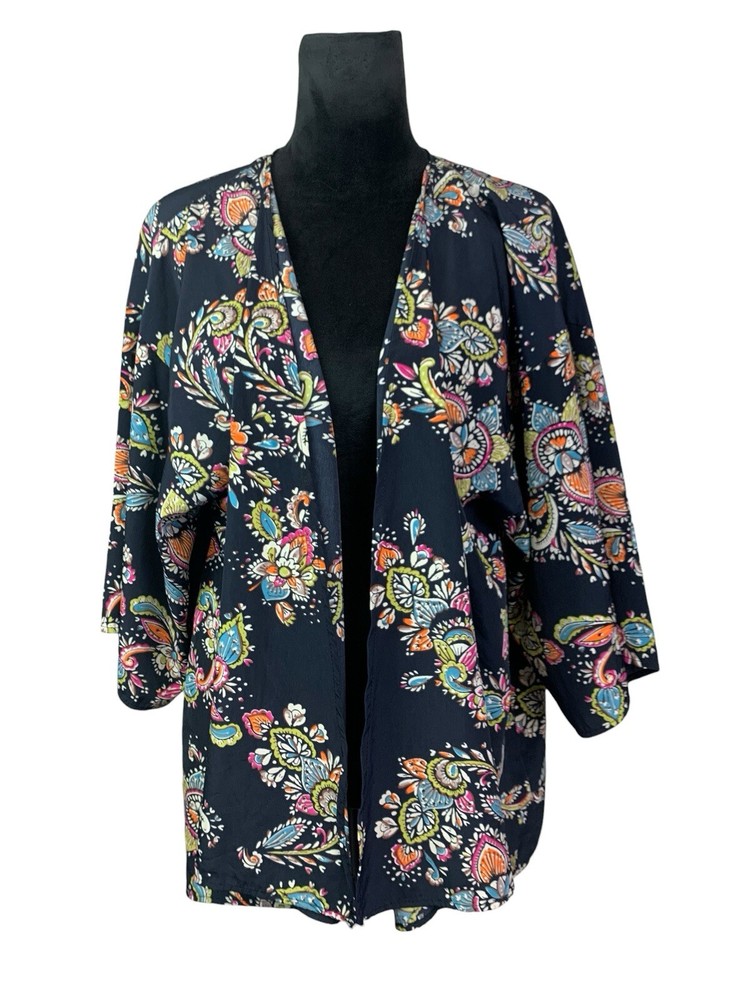 Anthropologie Size M Floral Chiffon Kimono Sleeve Open Cardigan