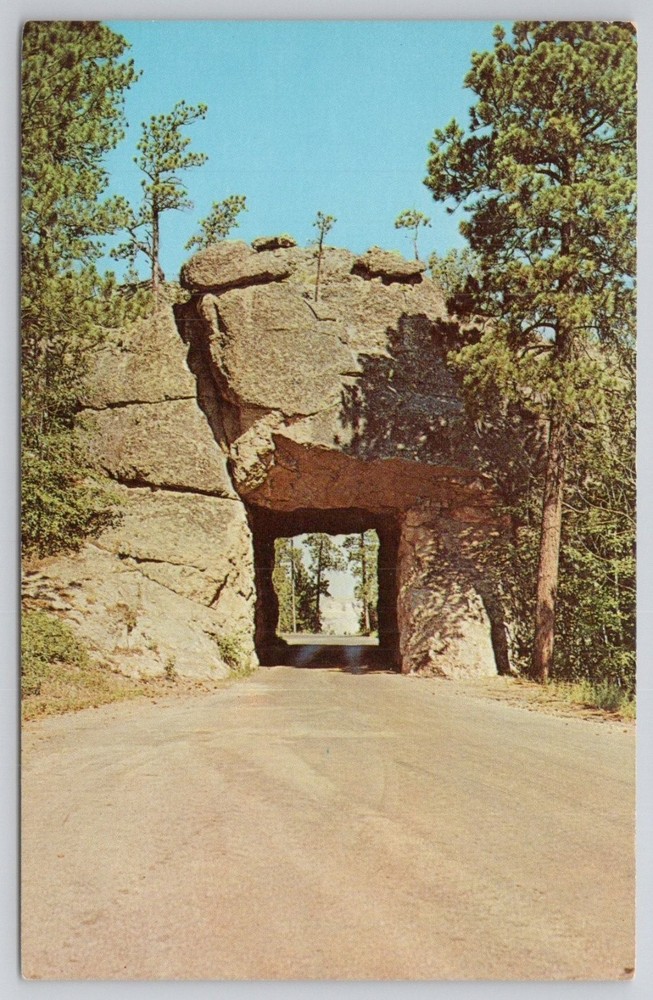 Vintage Iron Mountain Road Tunnel Postcard Black Hills South Dakota Mt Rushmore