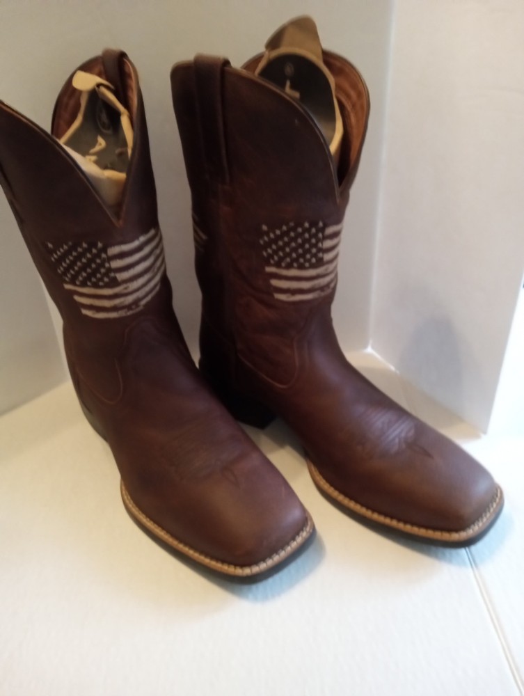 Ariat Mens Distressed Tan Patriot American Flag Boots Size 11.5 New in Box
