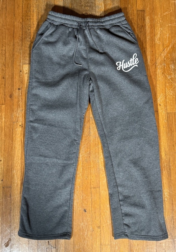 Hustle Everything Dark Grey Loose Straight Leg Joggers Jogging Pants Size Large