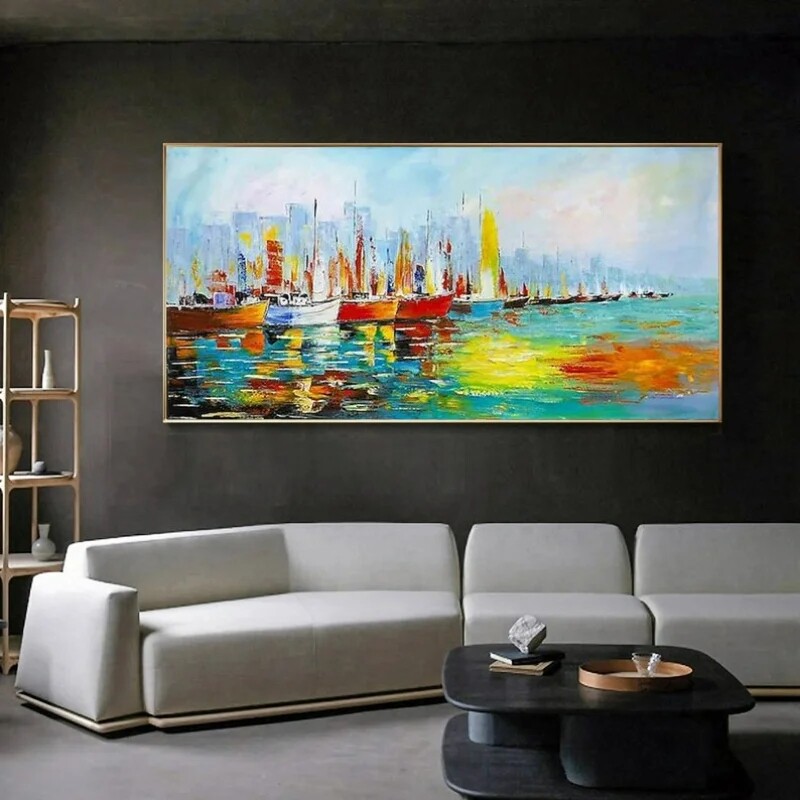 Handmade Oil Paintings Ship Art Hand Custom Seascape Murals Boho art Living Room