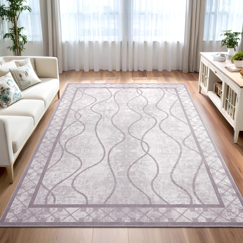 4x6 Area Rugs for Living Room Bedroom, Machine Washable Low Pile Rugs, Non Sl...