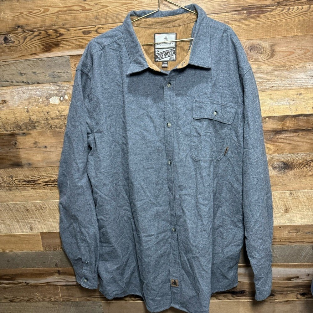 Legendary Whitetails Buck Camp men Flannel Shacket long sleeve gray 3XT warm