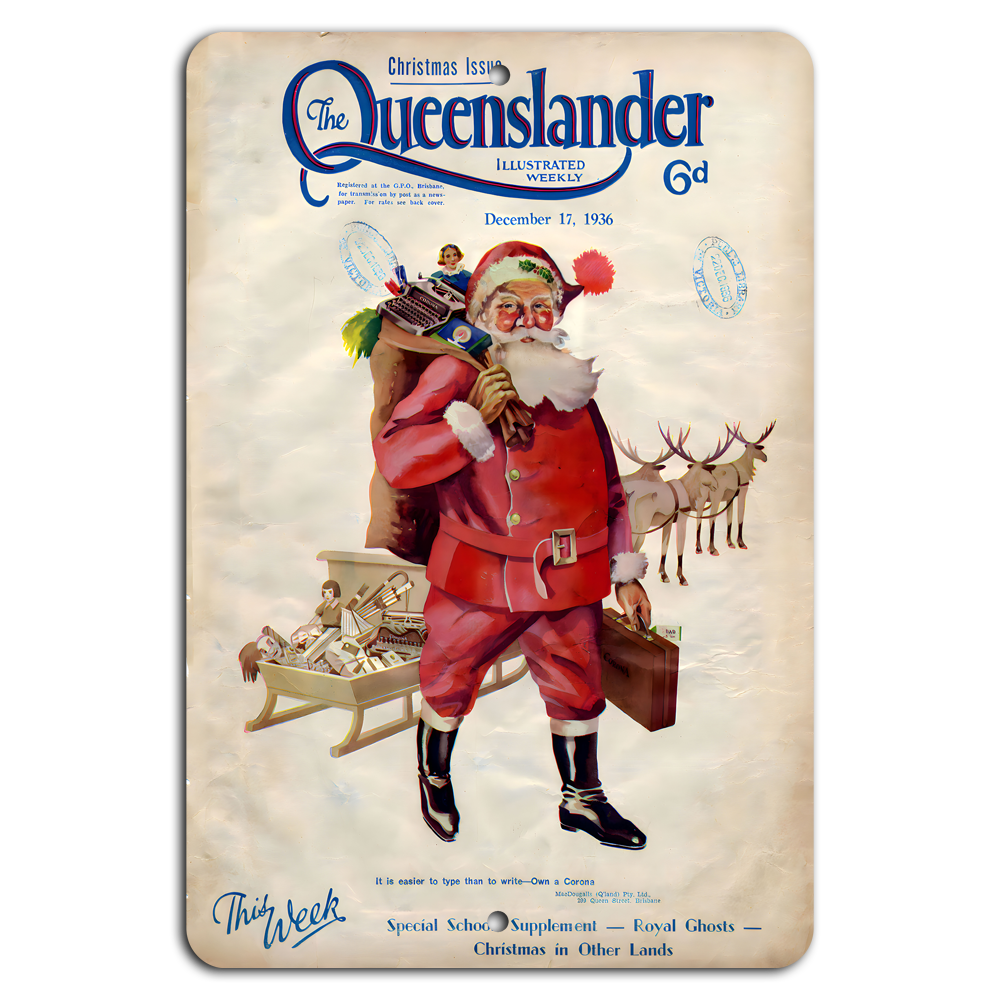 Vintage Santa Holiday Charm The Queenslander 1936 Edition Christmas Collectible