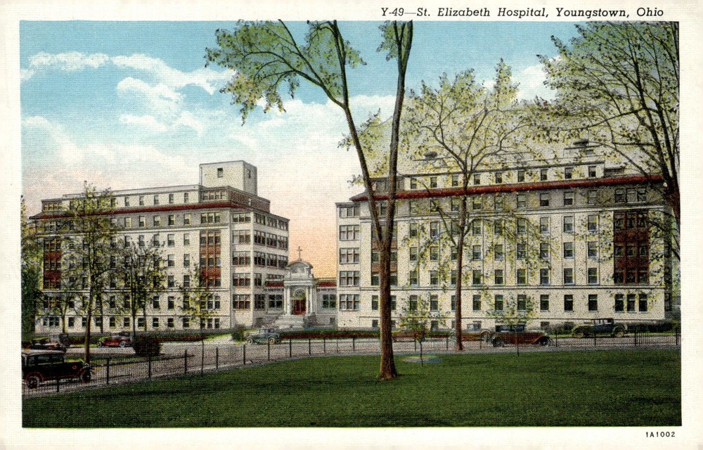 1930s St. Elizabeth Hospital Youngstown Ohio Linen Curt Teich Postcard
