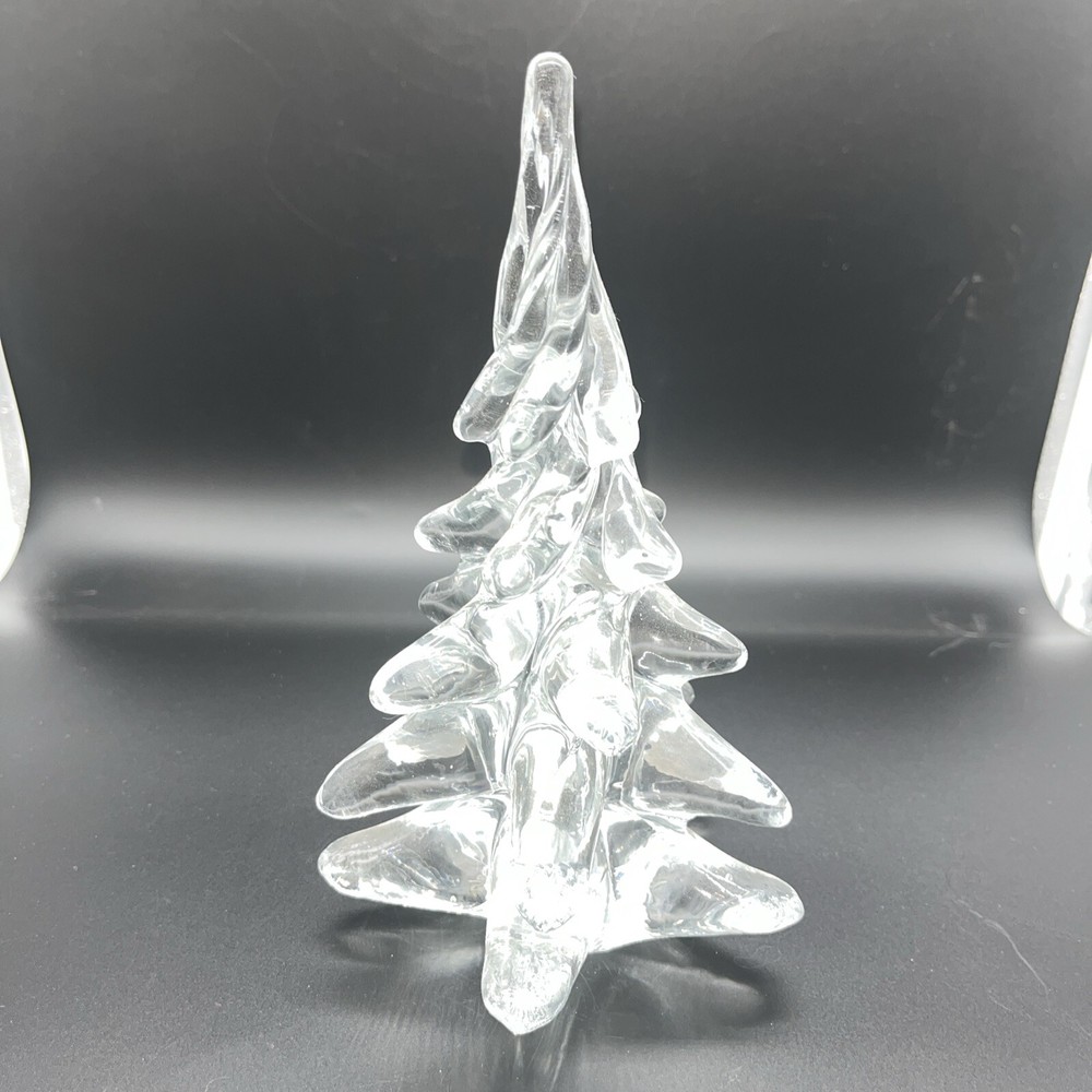 Art Glass Clear Christmas Tree Sculpture Paperweight Figurine Solid
