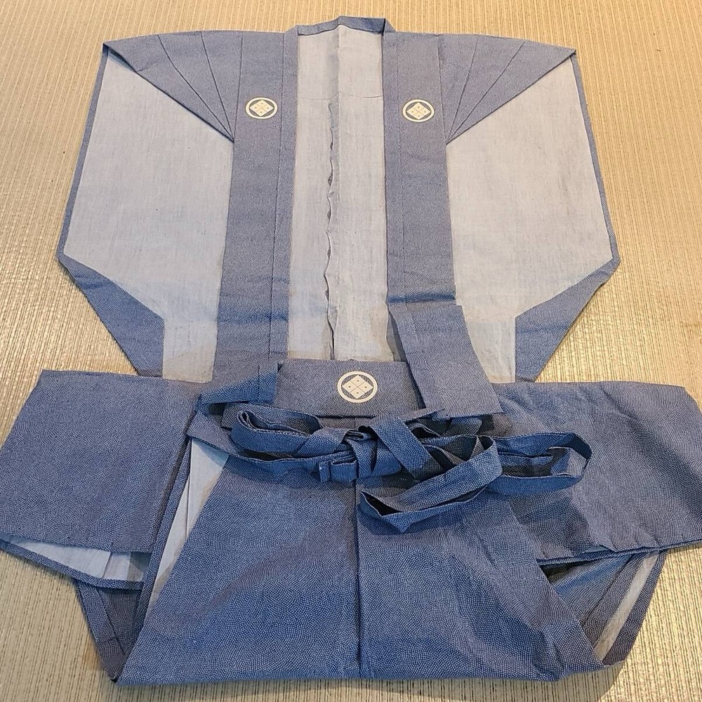 Vintage Japanese Kamishimo Set Samurai Kataginu Hakama Edo Same Komon Crest