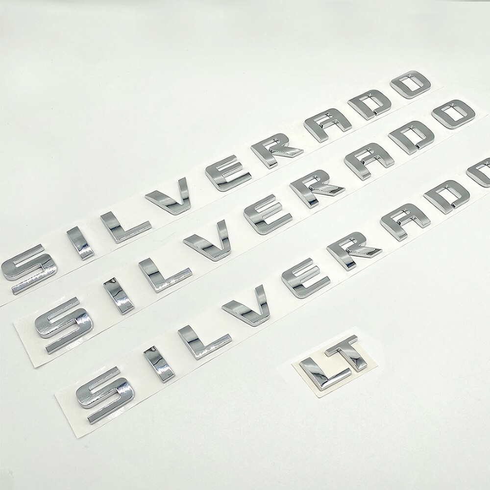 Chrome Front Rear Door Emblem Badge Tailgate Letters for Silverado 1500 2500 LT