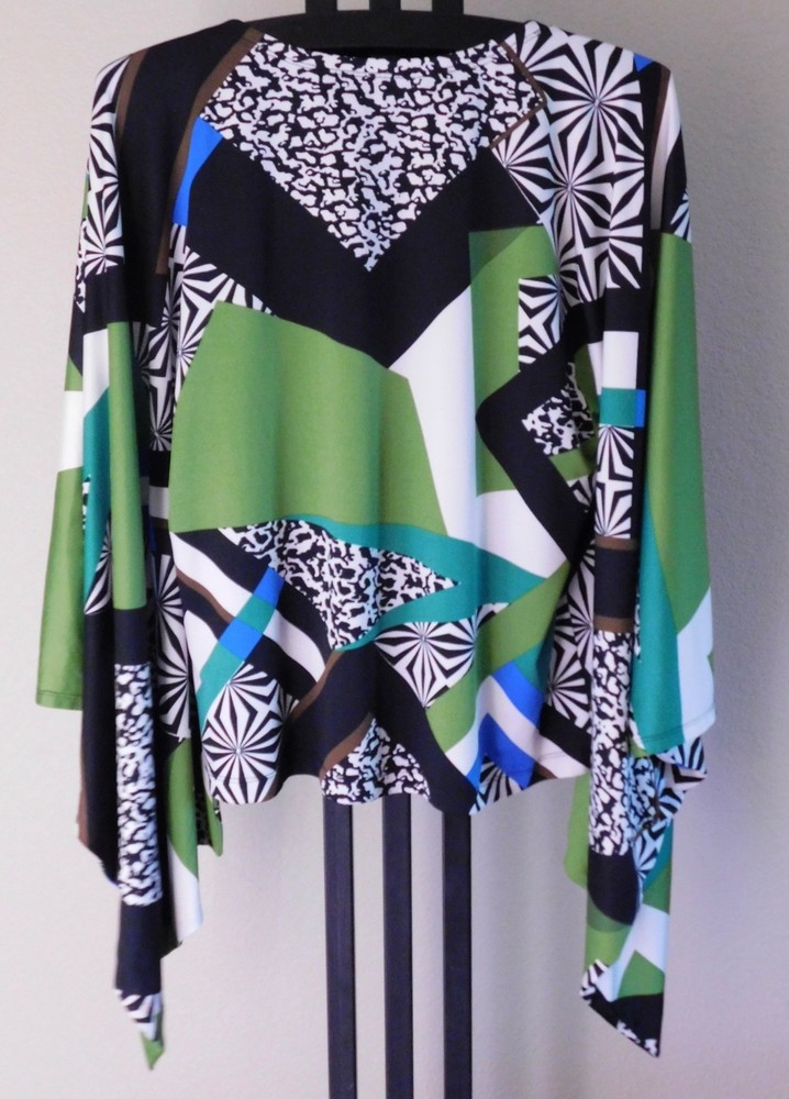 Marc Bouwer Women's Size XL Graphic Kimono Sleeve Top Abstract Print Stretch-image