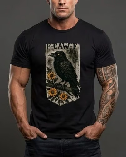 Black Crow F-Caw-F Funny Black Bird Adult Humor Unisex T-Shirt