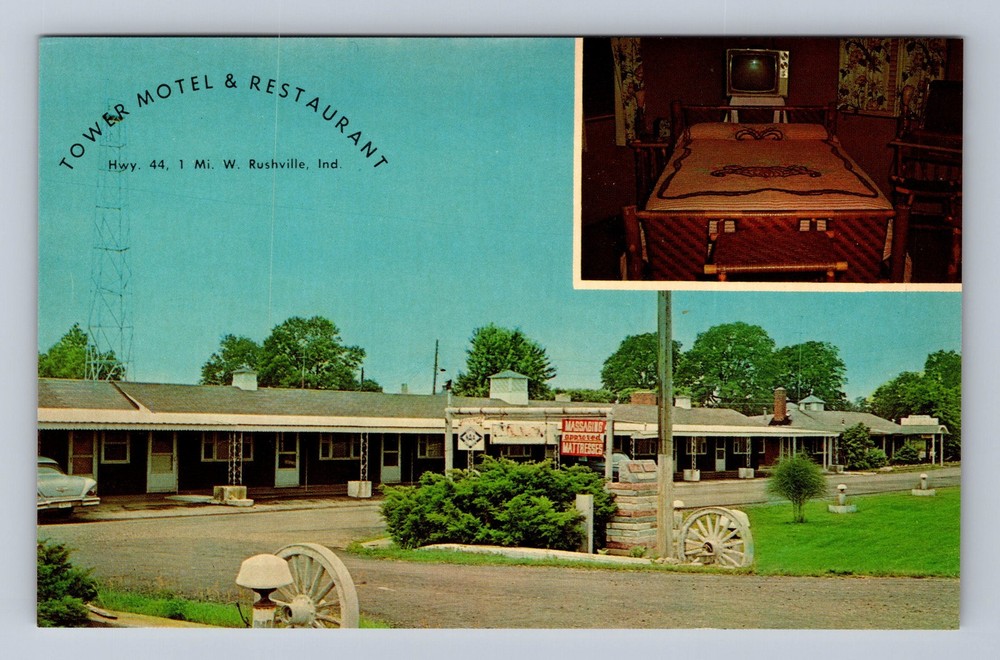 Rushville IN-Indiana Tower Motel And Restaurant Vintage Postcard
