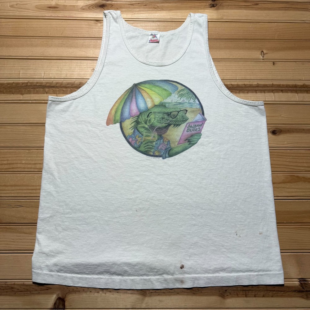 Vintage 1994 Iguana Tropical Beach Surf Nature Gorpcore Tank Top USA - Size XL