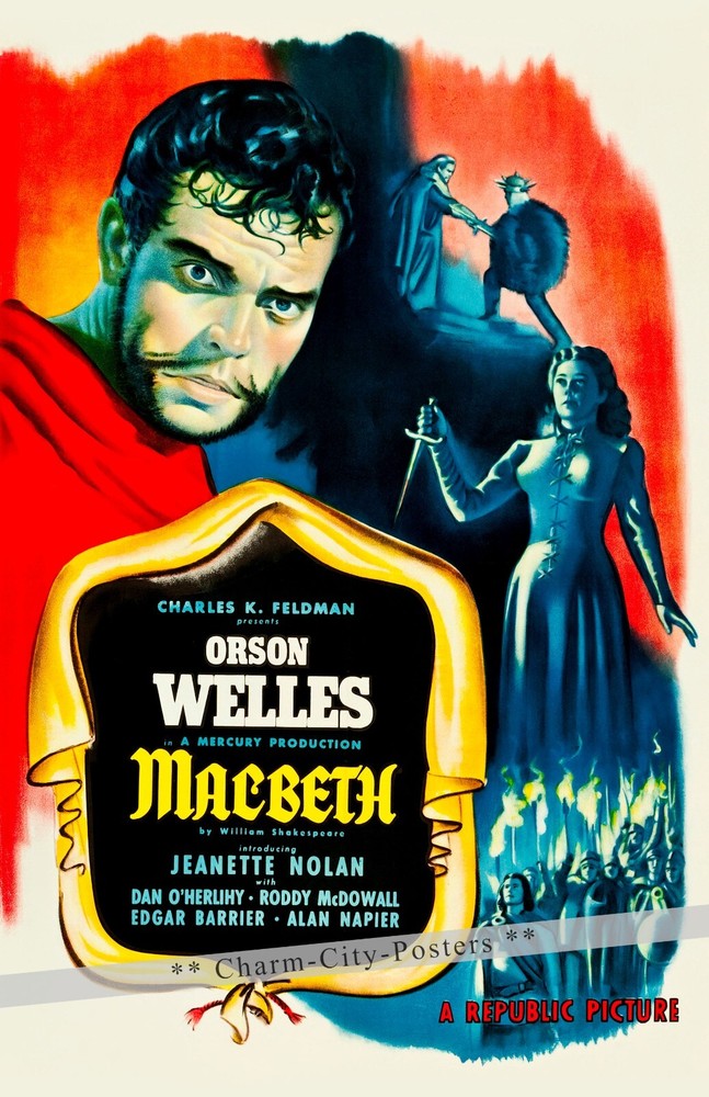 Orson Welles 1948 Macbeth Classic Film Vintage Poster Retro Movie Art