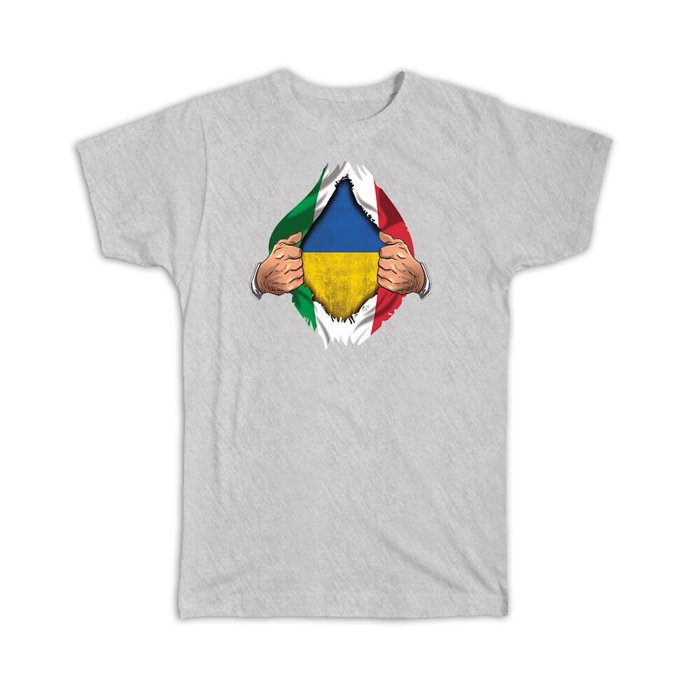 Ukraine Italian Flag Chest Design Gift T-Shirt