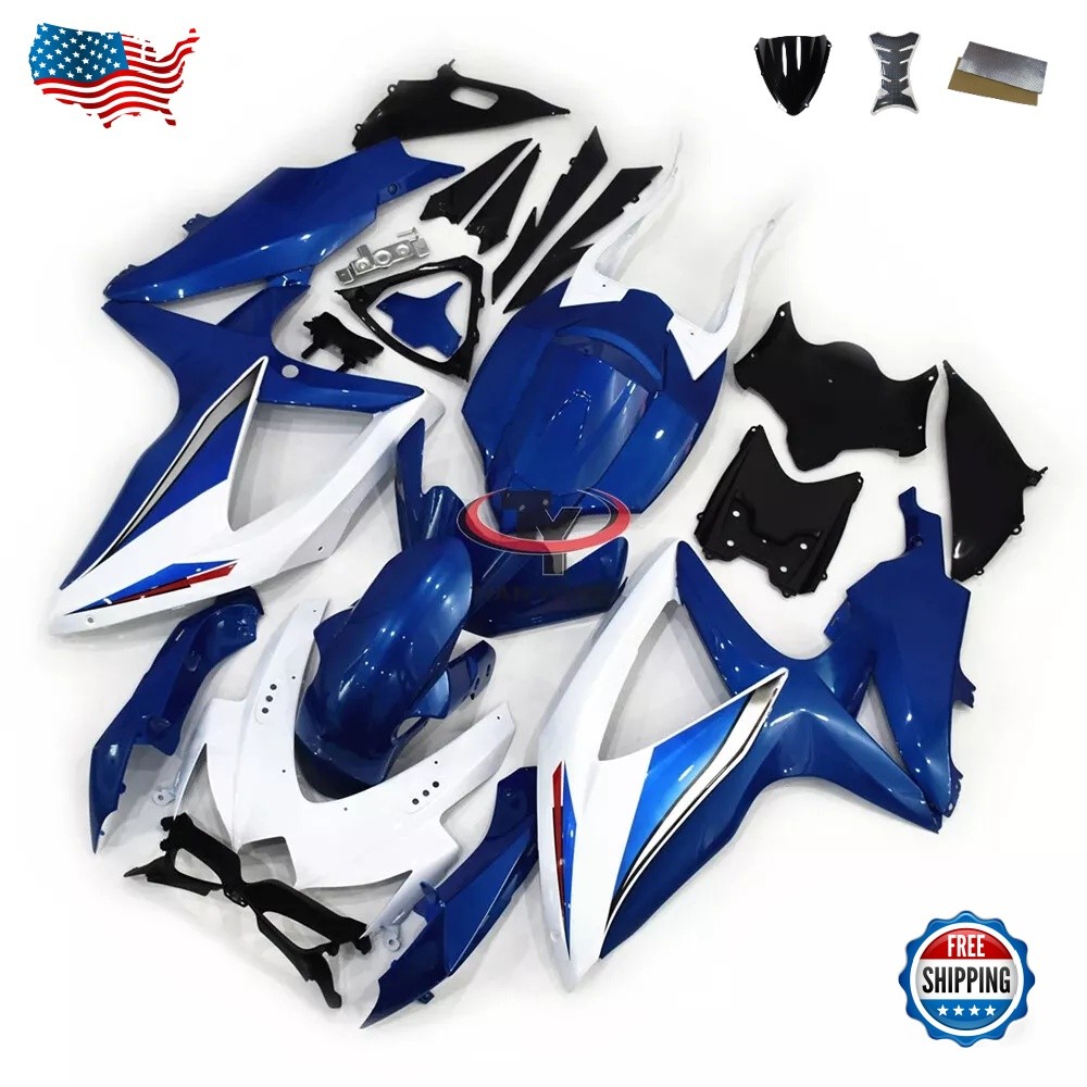 K8 Blue White ABS Bodywork Fairing Kit for SUZUKI GSXR600 GSXR750 2008-2010 2009