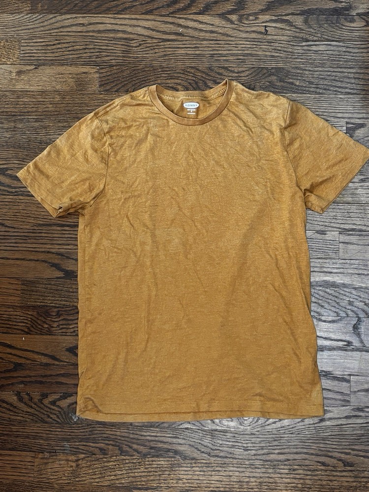 Old Navy Solid Crew Neck T-Shirt Casual Everyday Tee Medium Mustard