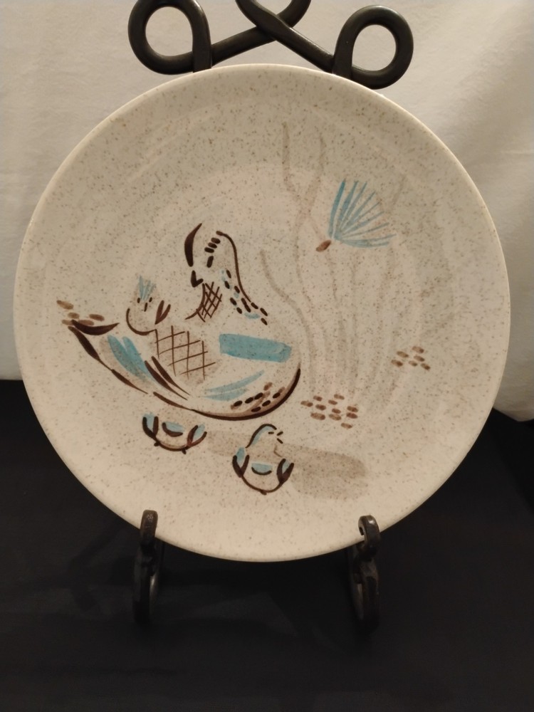 Vintage Red Wing Pottery Hand Painted Bob White Quail Dinner Plate 10 7/8