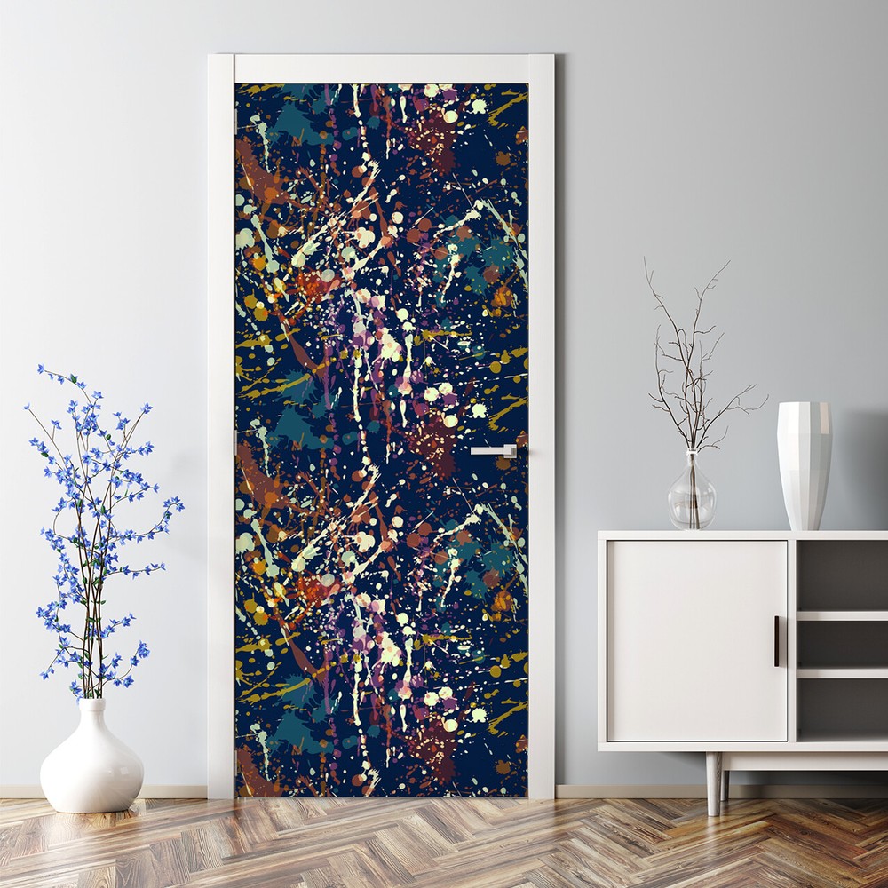 Blue and Yellow Watercolor Bubble-Free Door Sticker Photo Decal Decor