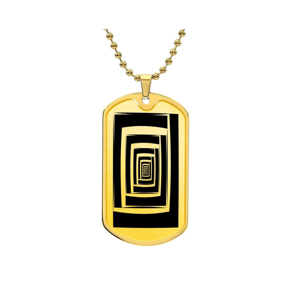 Graphic Dog Tag Pendant + Necklace - Abstract Cyclone Silhouette-image