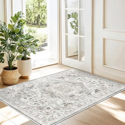 Washable Area Rug 2x3, Small Entryway Rug Non-Slip Vintage Door Mat Indoor