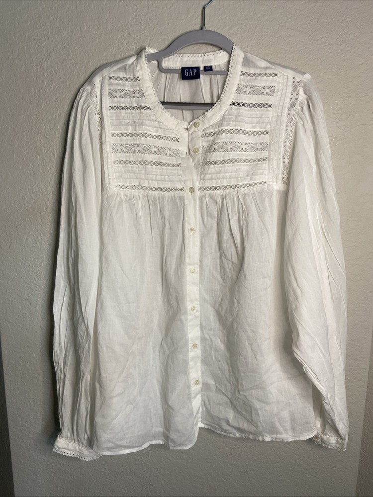 Gap 100% Cotton Body Button Shirt Womens XXL White - Beach Coastal EUC