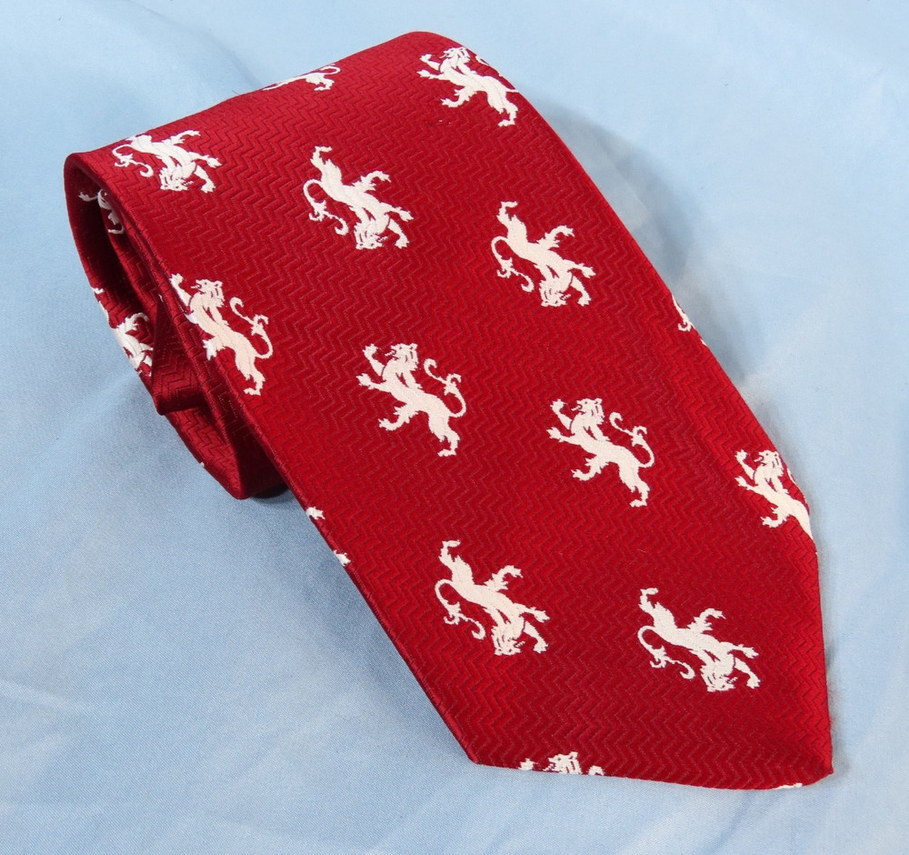 VTG JCPenney Par Excellence MEN'S NECK TIE Red/White RAMPANT LION Wide Polyester