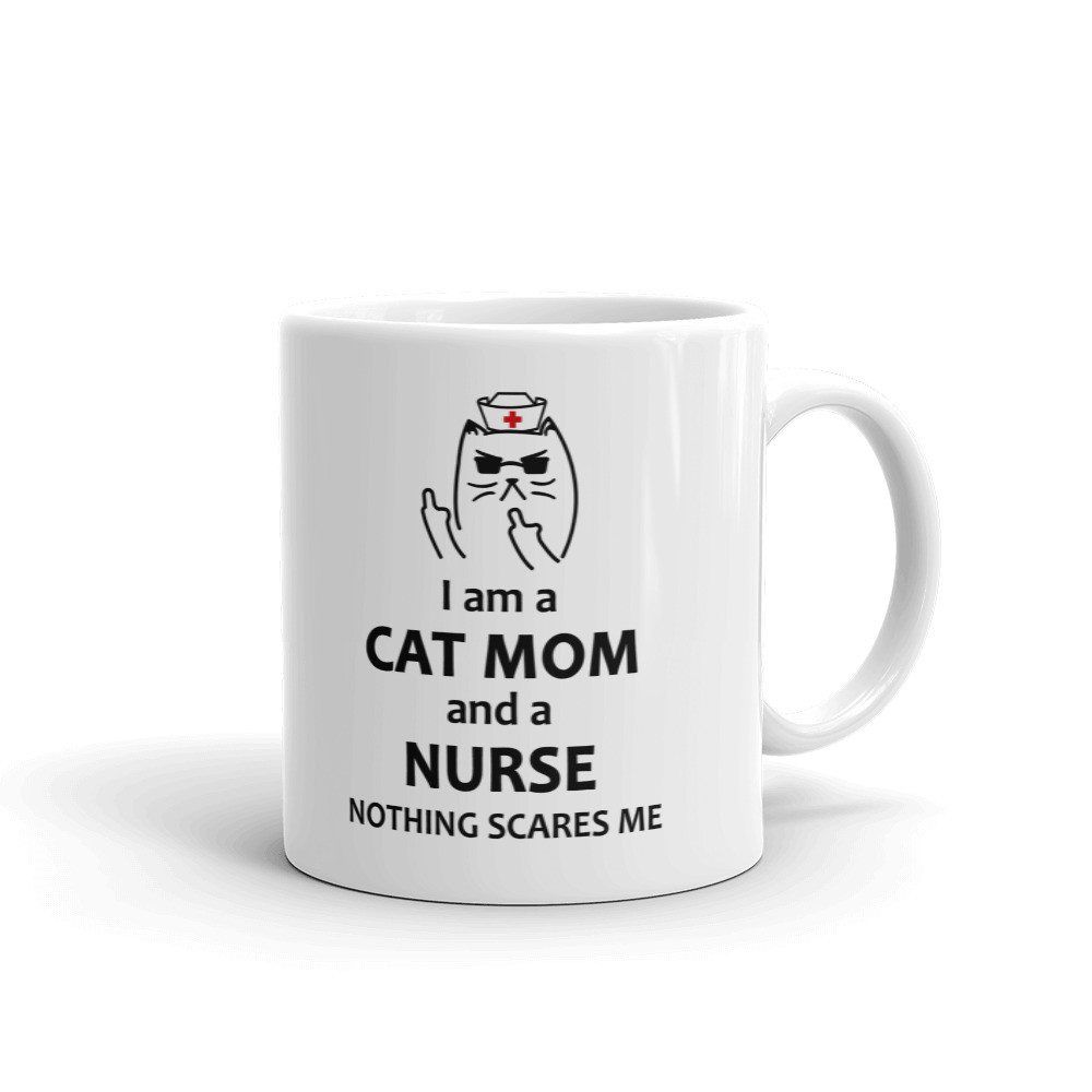 I am A Cat Mom and A Nurse Coffee Tea Ceramic Mug Office Work Cup Gift