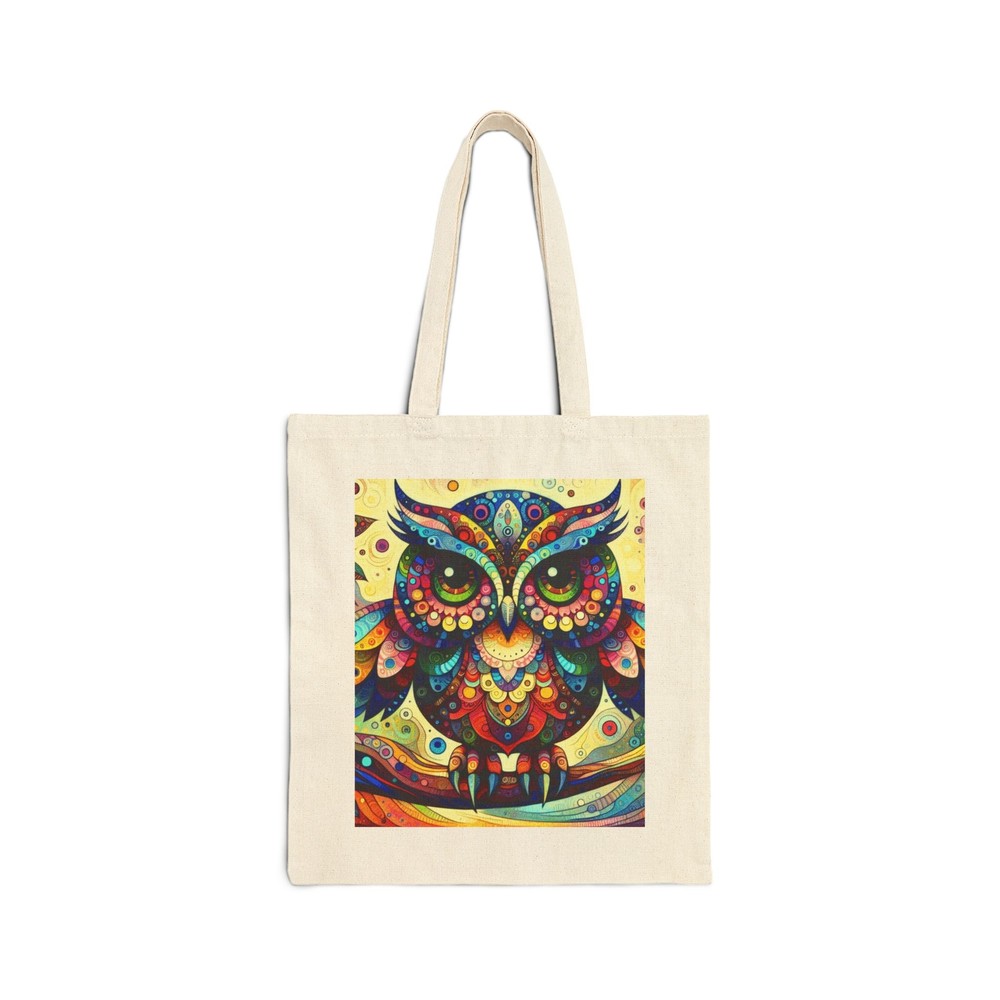 Colorful Owl Cotton Canvas Tote Bag for Everyday Use