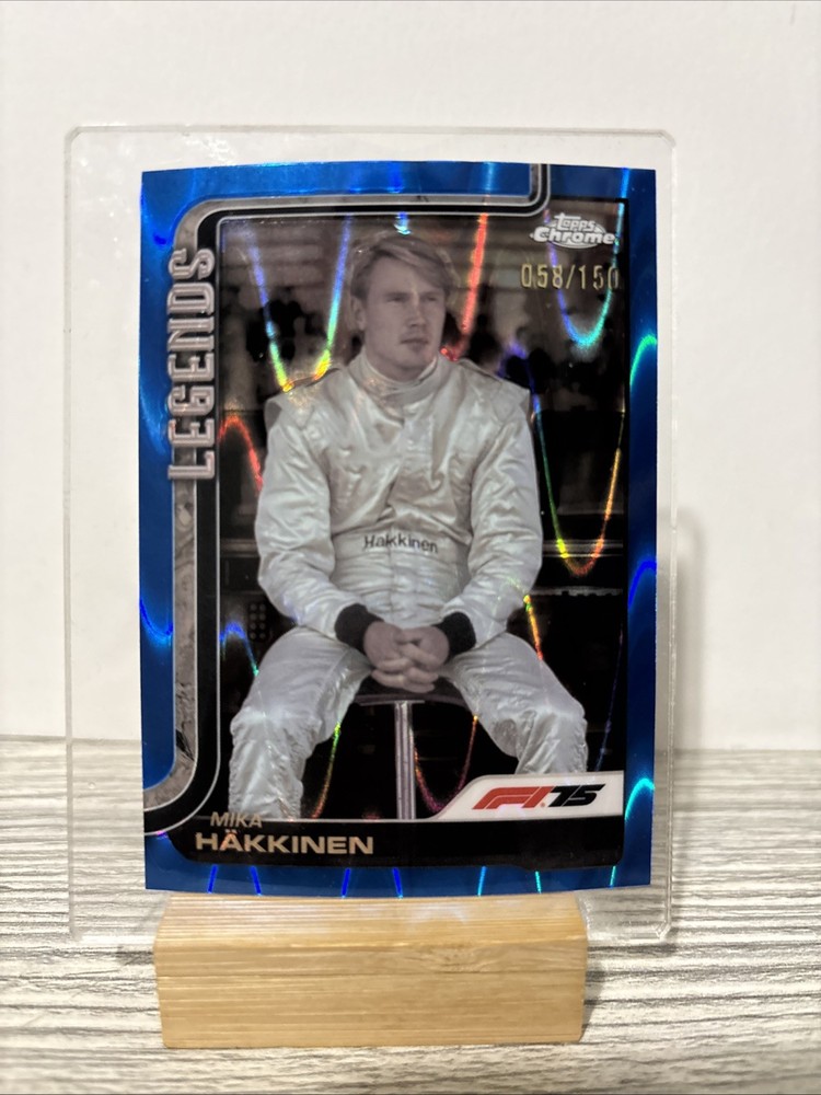 2025 Topps Chrome F1 Mika Hakkinen Blue Raywave /150