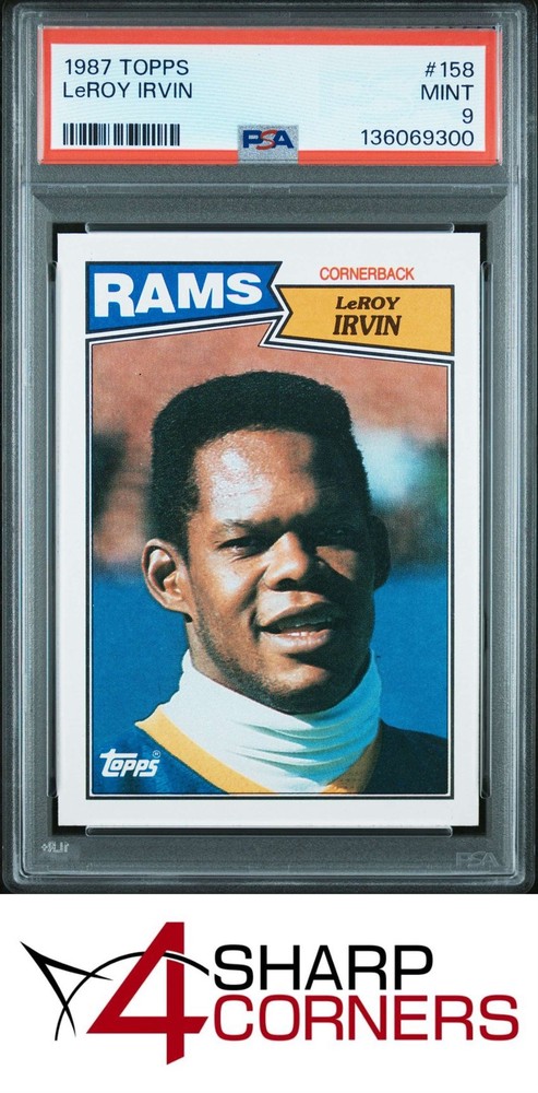 1987 TOPPS #158 LeROY IRVIN RAMS PSA 94SC breaks auction records weekly! Consign today!