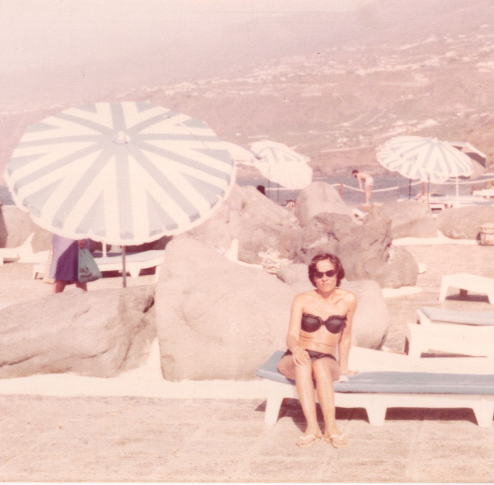 Vintage 1970s Color Photo Woman in Bikini Tenerife Spain Luxury Beach Resort