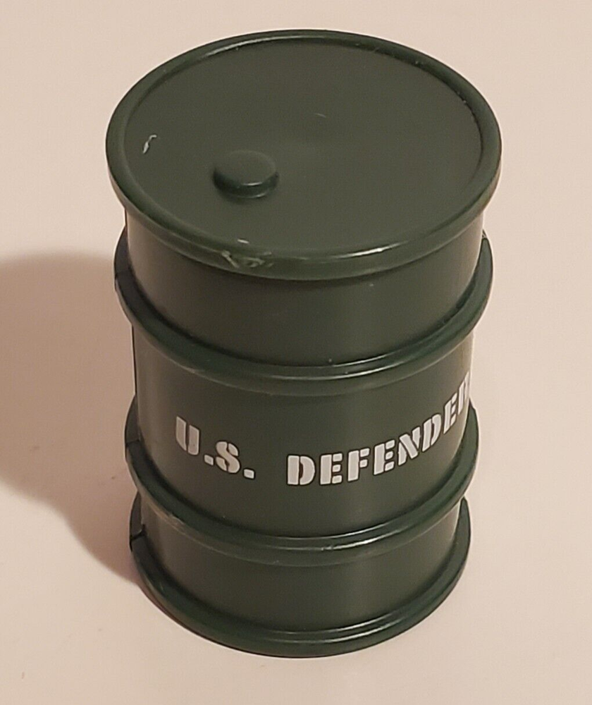 VINTAGE U.S. DEFENDER GREEN PLASTIC ARMY MAN GI JOE? GAS CAN BARREL