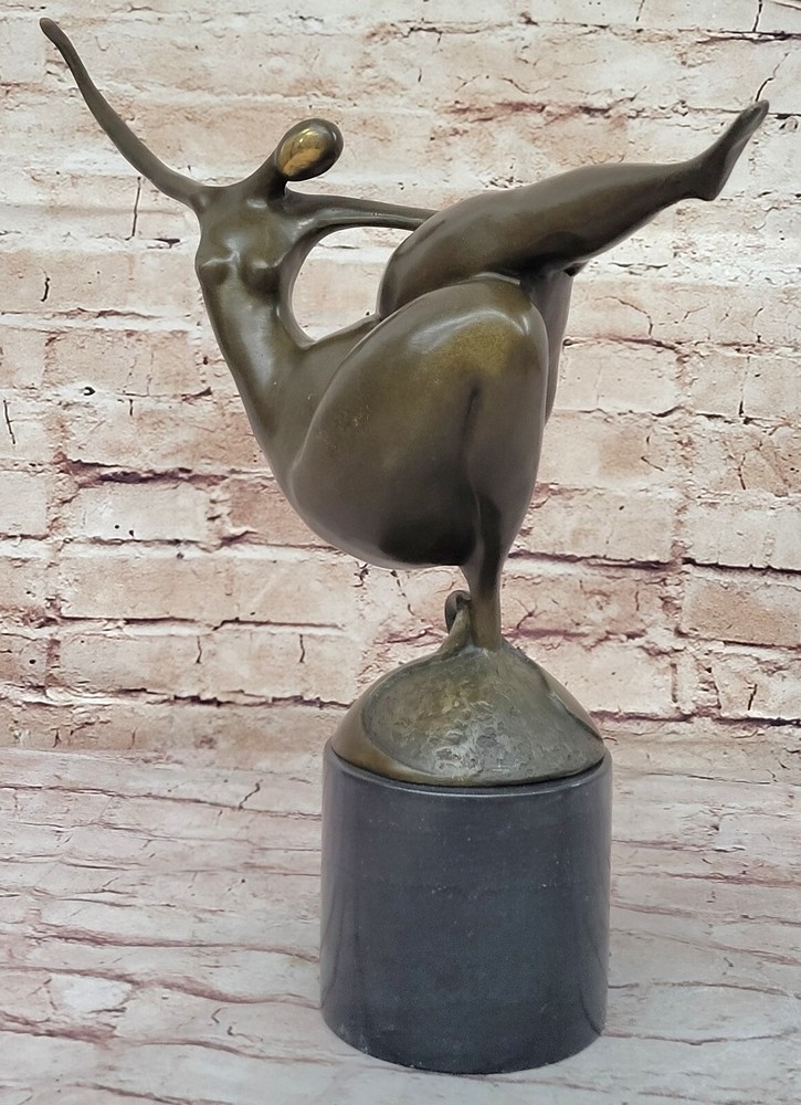 Brown Patina Abstract Modern Art Nude Original Miguel Lopez Bronze Sculpture