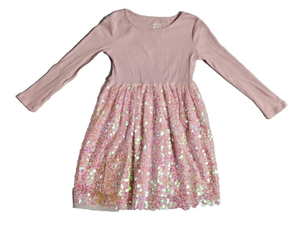 Dress Tutu Pink Sequin Long Sleeve Girls 5 By Jumping Beans