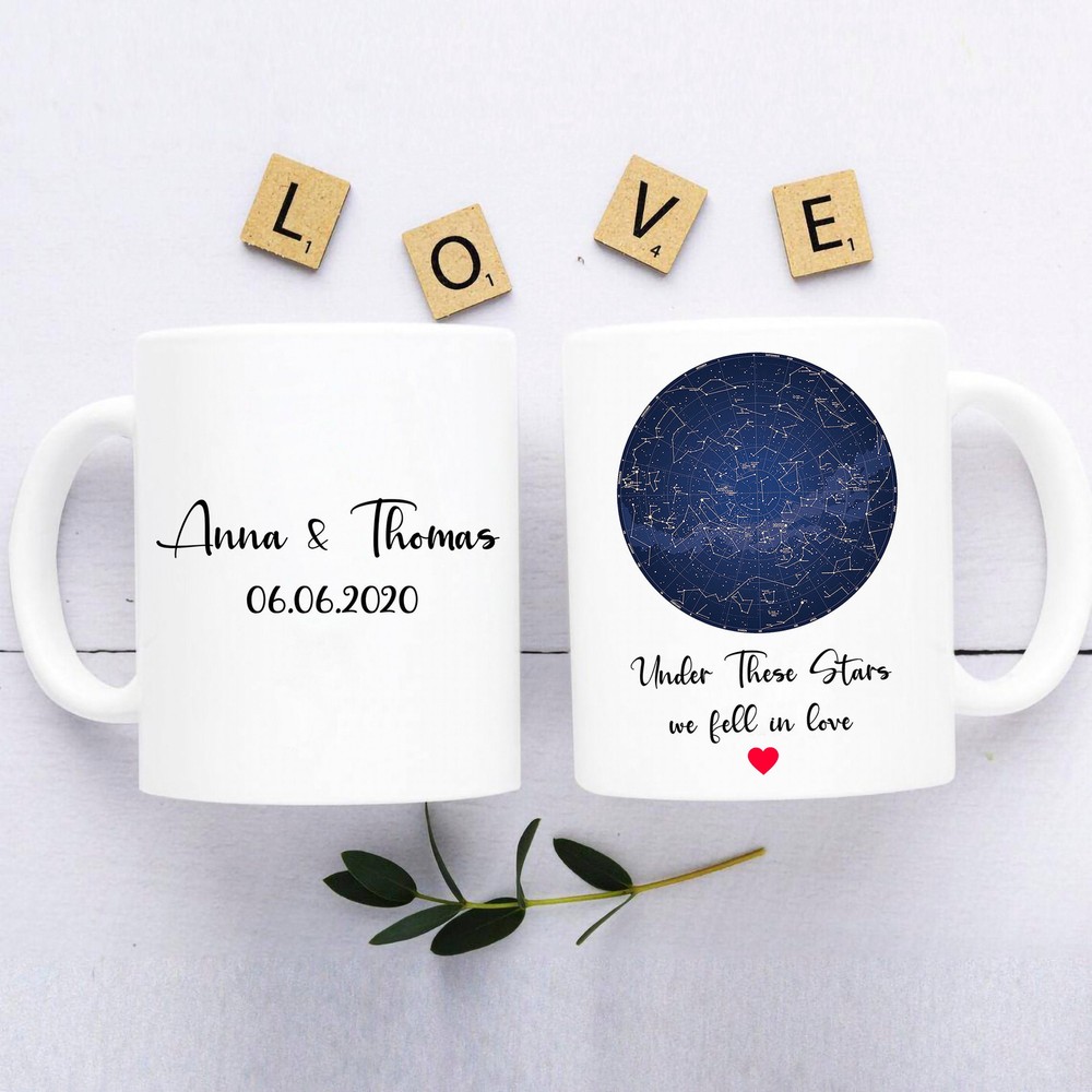 Custom Star Map Mug Personalized Couple Mug Anniversary Day Under These Star We