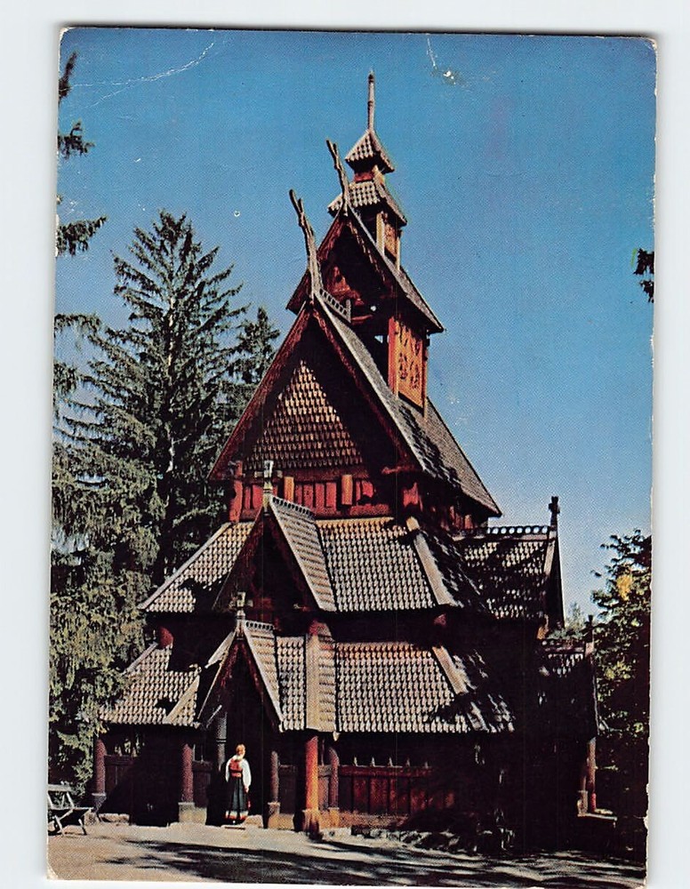 Postcard Stave-church from Gol Oslo Norway