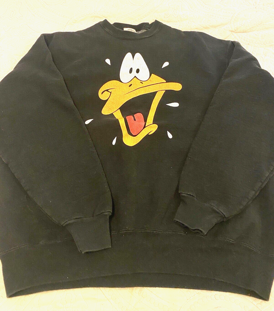 Vintage 1991 ACME Warners Bros. Daffy Duck Big Face Sweatshirt USA X-Large
