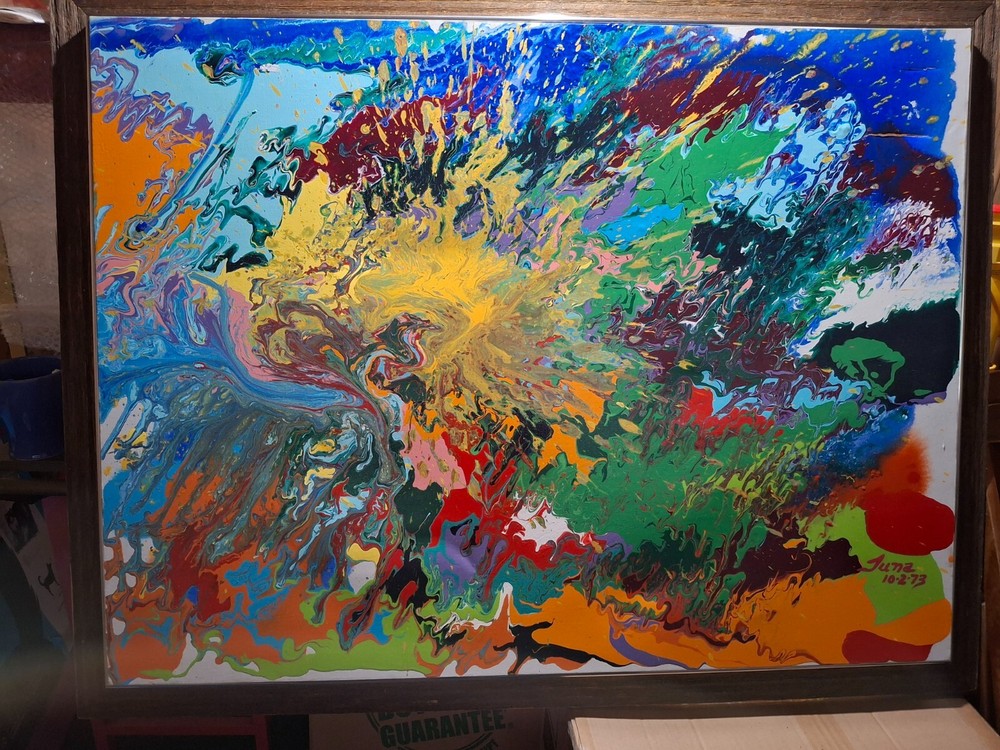 Blue Spackle - ABSTRACT CANVAS ART Original Acrylic Painting Resin Modern ARTWOR