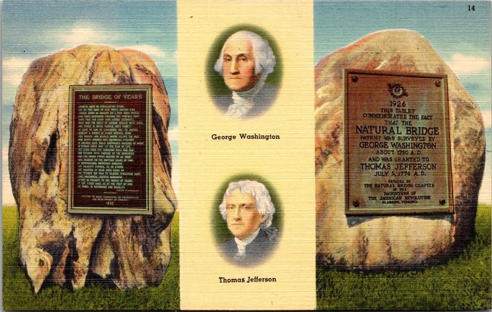 Dr Jim Stamps Natural Bridge Virginia Vintage Postcard featuring Washington
