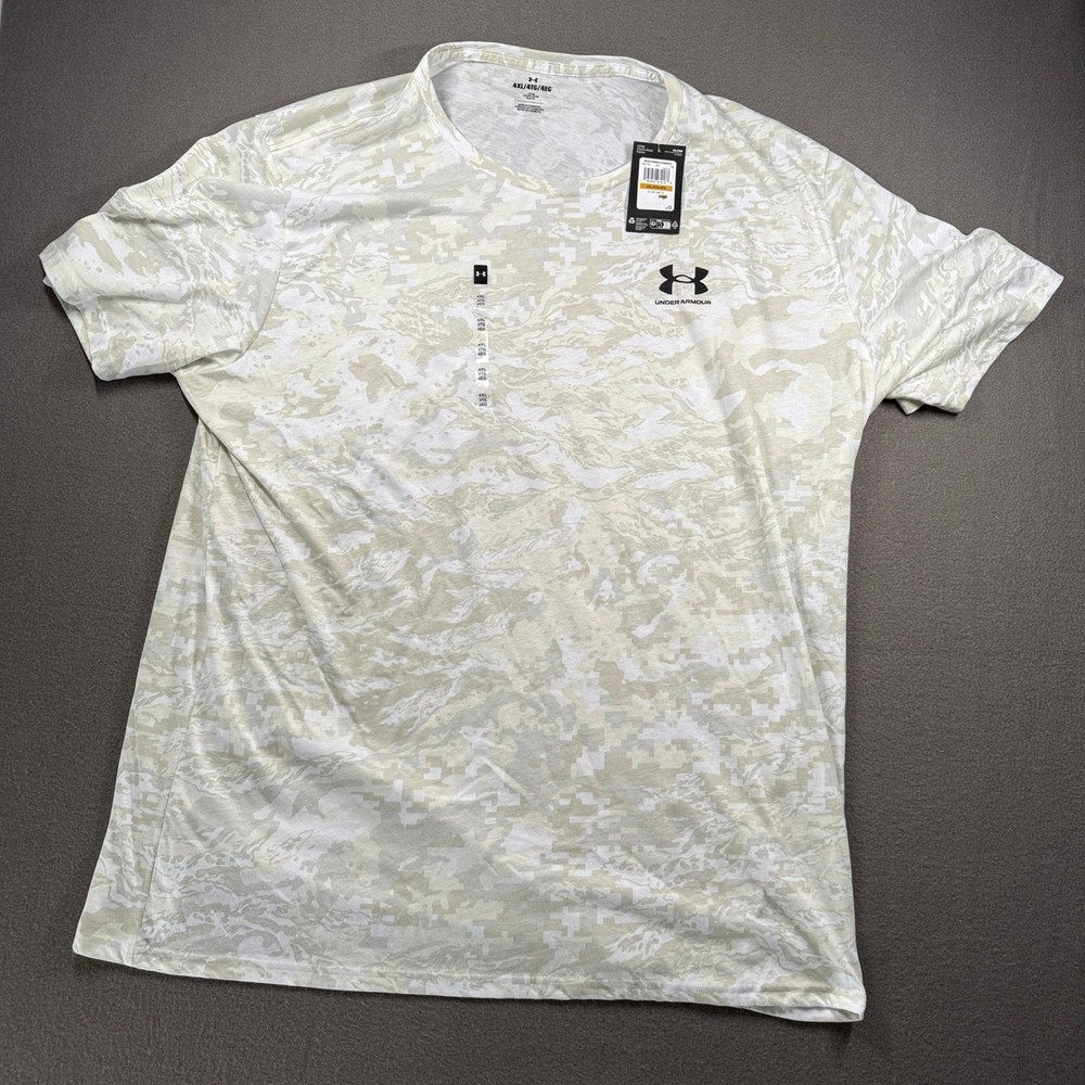 Under Armour T-Shirt Mens 4XL White Tan ABC Camo Loose Fit 1357727-100