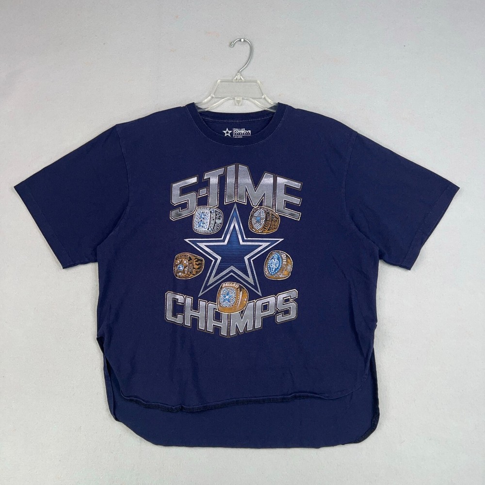 Dallas Cowboys Shirt Womens Extra large Blue 5 Time Champs Super Bowl Rings Fan