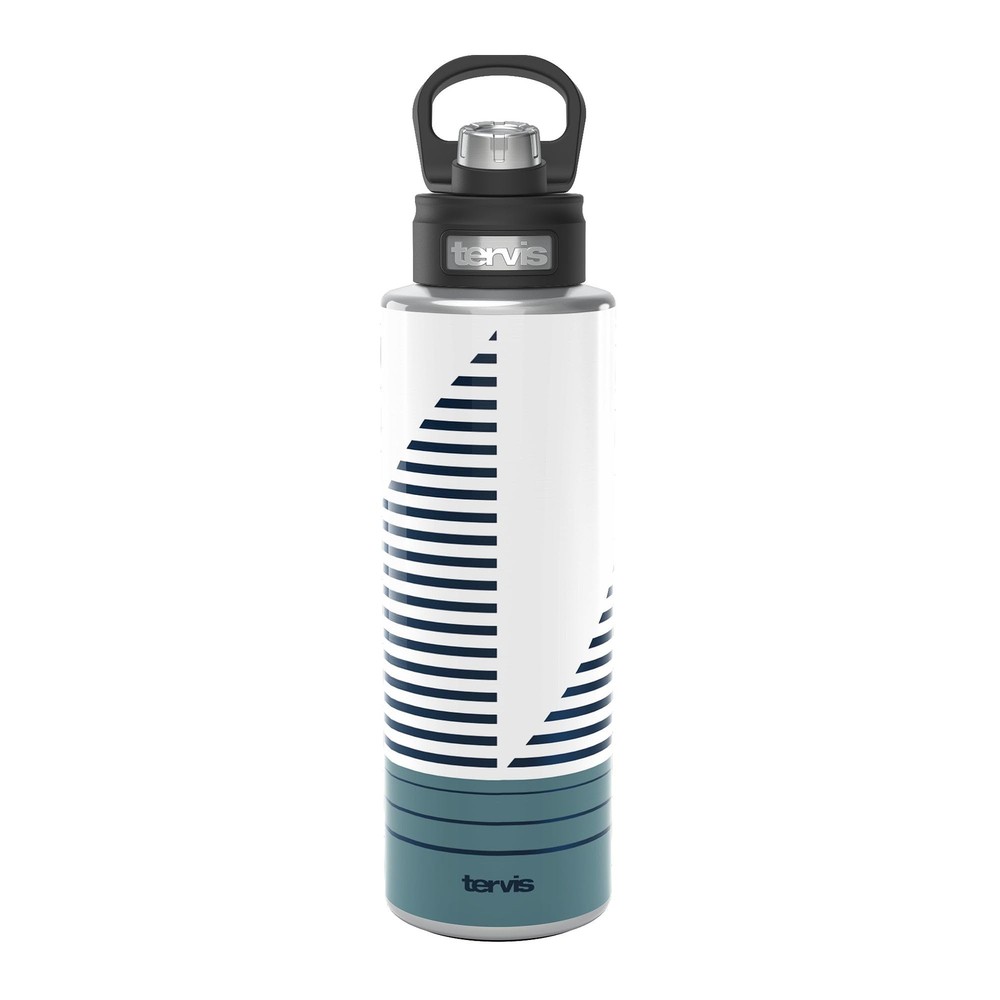 Trade Winds Collection Navy Salt Stripe Water, 40oz Wide Mouth Bottle, Stainl...