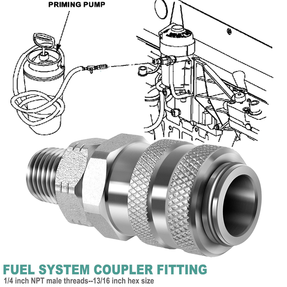 for OTC 5869-1 & J-47912-QC Fuel System Coupler Fitting for Detroit Diesel S60