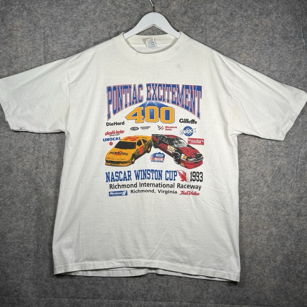 Vintage 90s Pontiac Excitement 400 Nascar Winston Cup Race T Shirt Mens Size 2XL