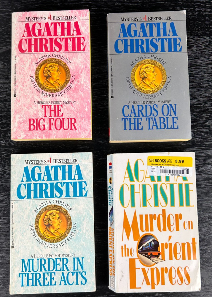 Agatha Christie Lot of 4 Vintage Hercule Poirot Mystery Paperbacks The Big Four